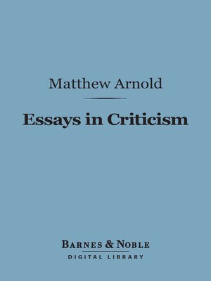 cover image of Essays in Criticism, Second Series (Barnes & Noble Digital Library)